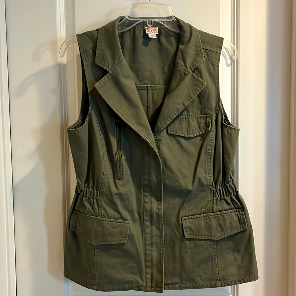 Olive green canvas vest